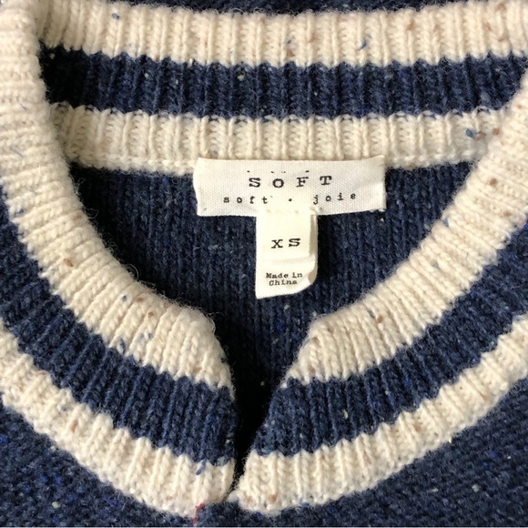 New - SOFT JOIE Blakesley Navy Blue & Ivory  Wool Knit Varsity Jacket  - Size XS - Picture 7 of 8